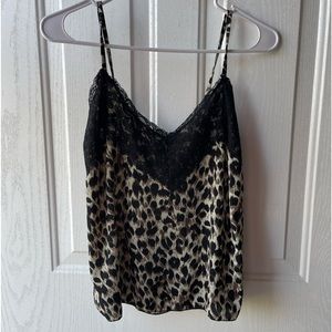 Leopard tank with lace detail